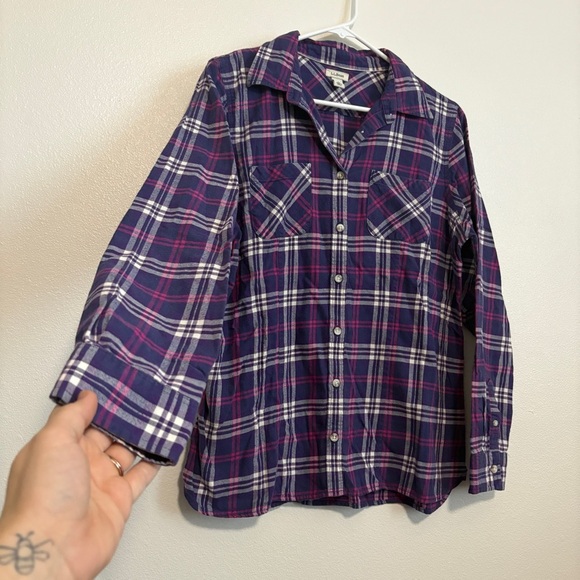 LL Bean Plaid Flannel Shirt Purple Pink Lumberjack Collared Button Up Women’s M - Picture 5 of 8